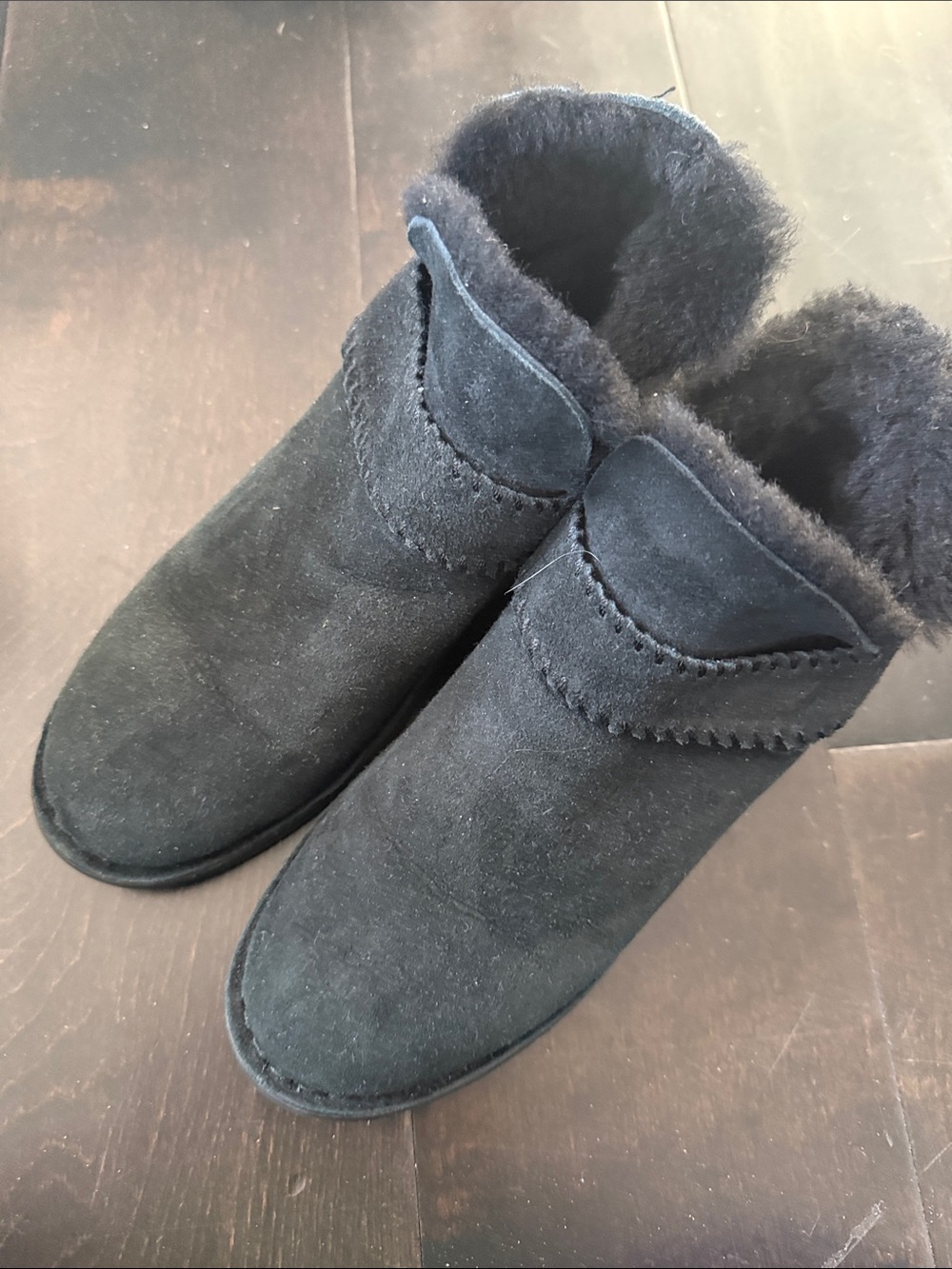 UGGS Black Suede Shearling Lined Ankle Boots